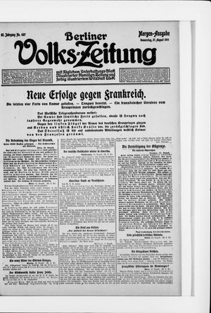 Berliner Volkszeitung vom 27.08.1914