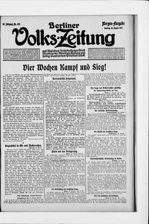 Berliner Volkszeitung vom 30.08.1914