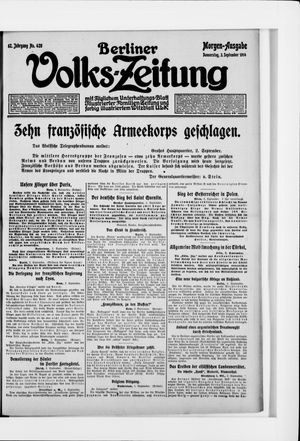 Berliner Volkszeitung vom 03.09.1914