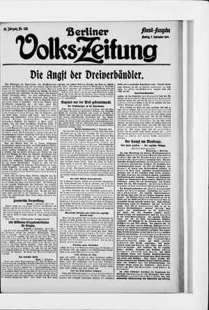 Berliner Volkszeitung vom 07.09.1914