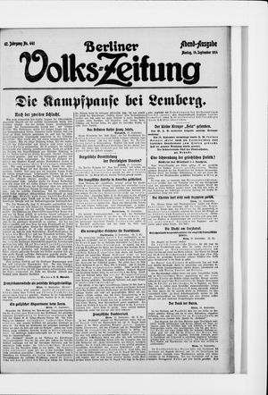 Berliner Volkszeitung vom 14.09.1914