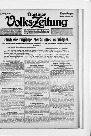 Berliner Volkszeitung vom 15.09.1914