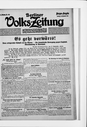 Berliner Volkszeitung vom 18.09.1914