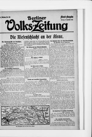 Berliner Volkszeitung vom 21.09.1914