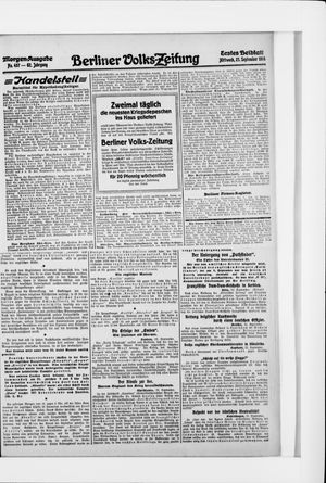 Berliner Volkszeitung vom 23.09.1914