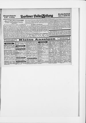 Berliner Volkszeitung vom 27.09.1914