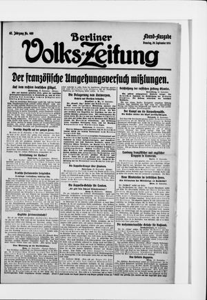 Berliner Volkszeitung vom 29.09.1914