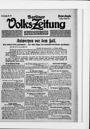 Berliner Volkszeitung on Oct 4, 1914