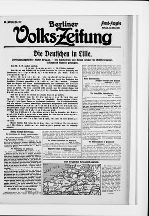 Berliner Volkszeitung vom 14.10.1914