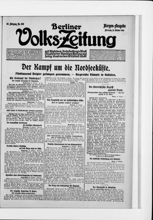 Berliner Volkszeitung vom 21.10.1914