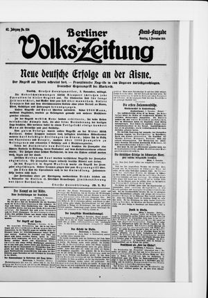 Berliner Volkszeitung vom 03.11.1914