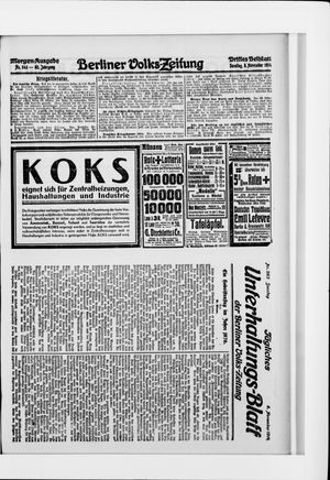 Berliner Volkszeitung vom 08.11.1914