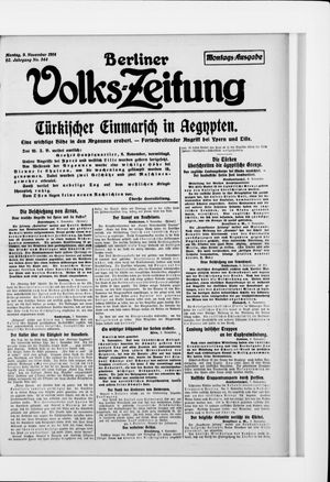 Berliner Volkszeitung vom 09.11.1914