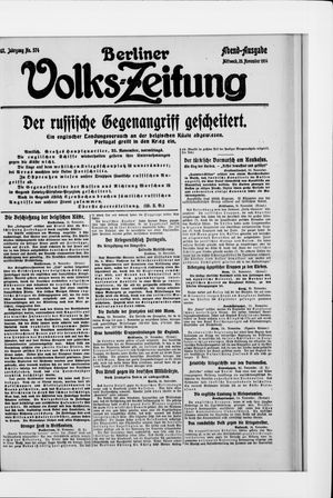 Berliner Volkszeitung vom 25.11.1914