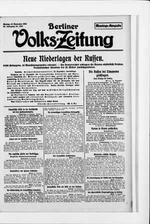 Berliner Volkszeitung vom 14.12.1914