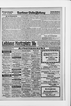 Berliner Volkszeitung vom 23.12.1914