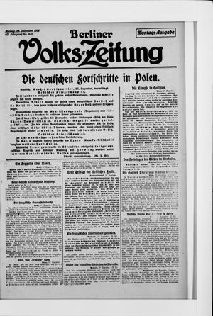 Berliner Volkszeitung vom 28.12.1914