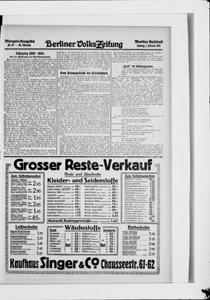 Berliner Volkszeitung vom 07.02.1915