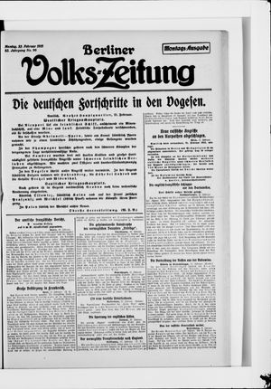 Berliner Volkszeitung vom 22.02.1915