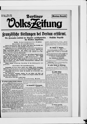 Berliner Volkszeitung vom 01.03.1915
