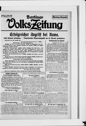 Berliner Volkszeitung on Mar 8, 1915