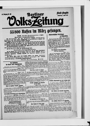 Berliner Volkszeitung vom 01.04.1915