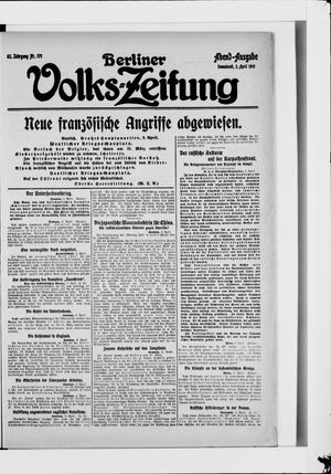 Berliner Volkszeitung on Apr 3, 1915