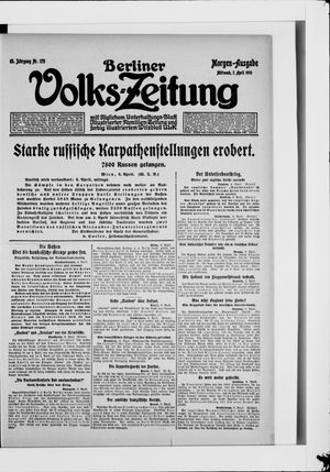 Berliner Volkszeitung vom 07.04.1915