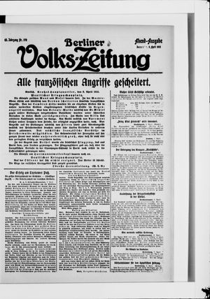 Berliner Volkszeitung vom 08.04.1915