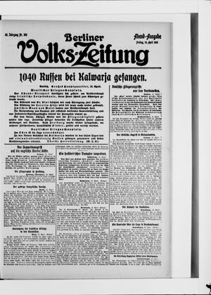 Berliner Volkszeitung on Apr 16, 1915