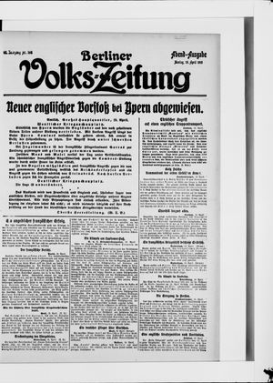Berliner Volkszeitung on Apr 19, 1915
