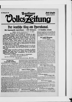 Berliner Volkszeitung on Apr 24, 1915