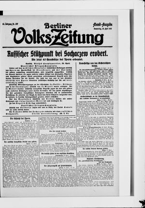 Berliner Volkszeitung vom 29.04.1915