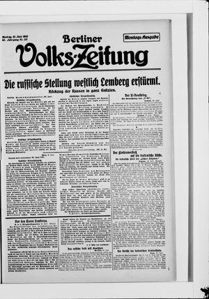 Berliner Volkszeitung vom 21.06.1915