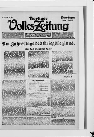 Berliner Volkszeitung vom 01.08.1915