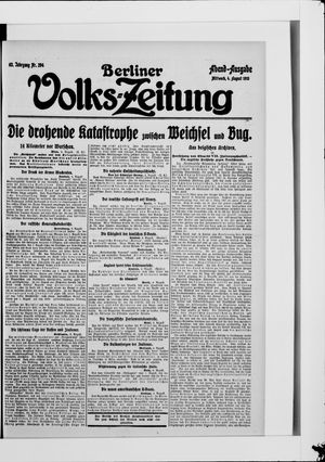 Berliner Volkszeitung vom 04.08.1915