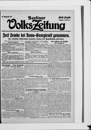 Berliner Volkszeitung vom 07.08.1915