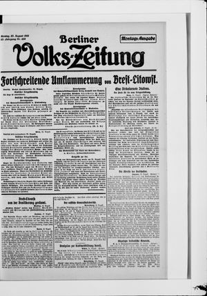 Berliner Volkszeitung vom 23.08.1915
