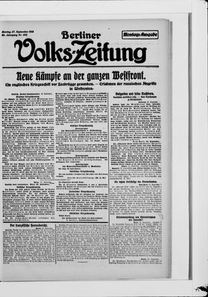 Berliner Volkszeitung vom 27.09.1915