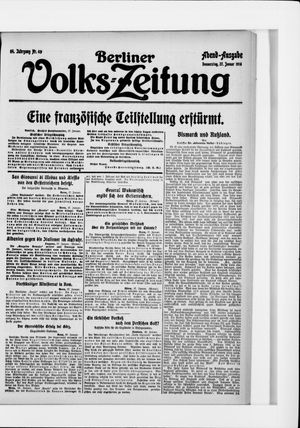 Berliner Volkszeitung on Jan 27, 1916