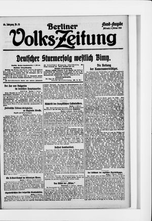 Berliner Volkszeitung vom 09.02.1916