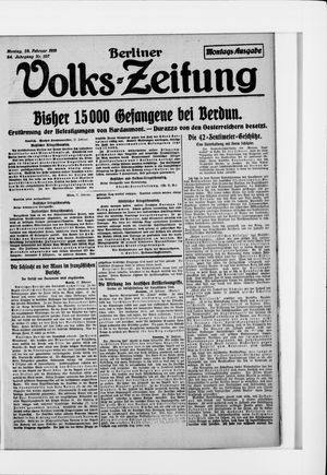 Berliner Volkszeitung on Feb 28, 1916