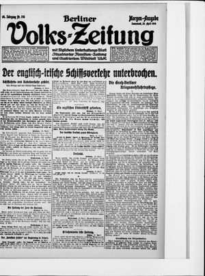 Berliner Volkszeitung on Apr 29, 1916