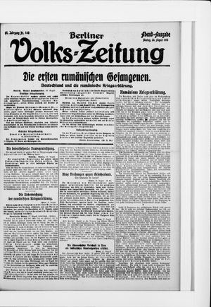 Berliner Volkszeitung vom 28.08.1916