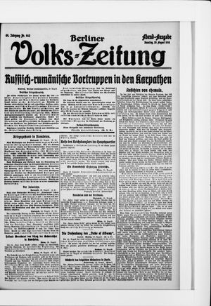 Berliner Volkszeitung on Aug 29, 1916