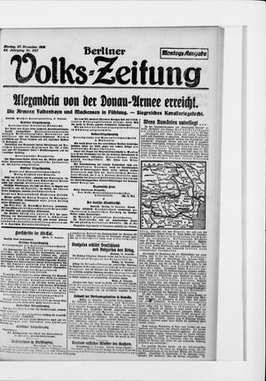 Berliner Volkszeitung vom 27.11.1916