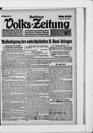 Berliner Volkszeitung vom 01.02.1917