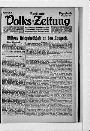 Berliner Volkszeitung on Apr 4, 1917