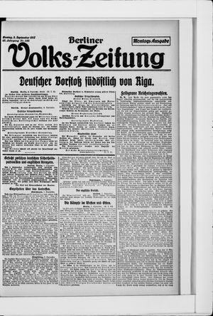 Berliner Volkszeitung vom 03.09.1917