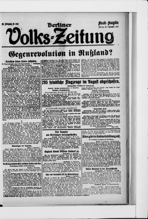 Berliner Volkszeitung on Sep 10, 1917